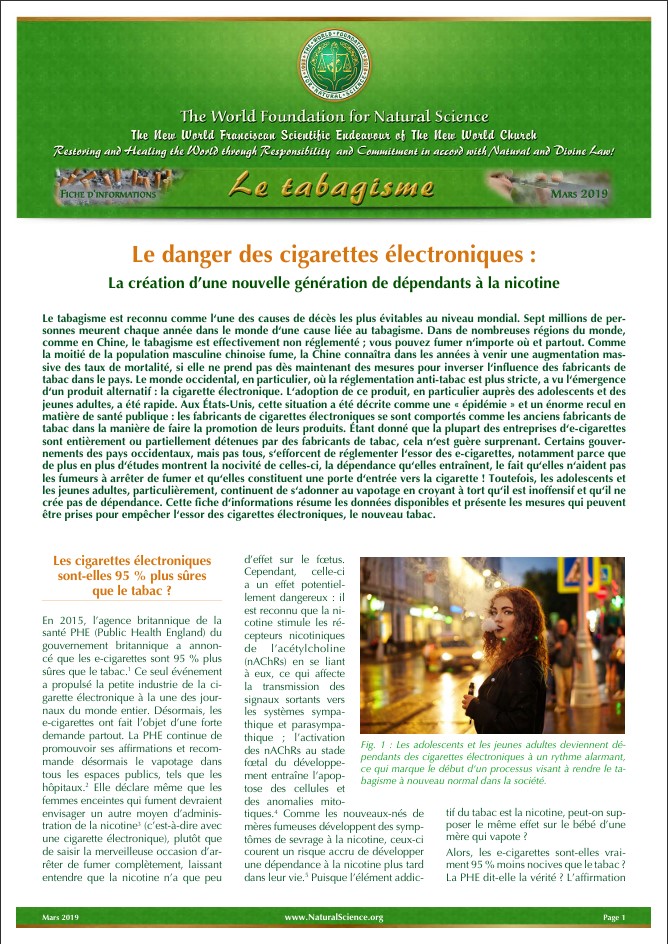 Couverture de la publication: Le danger des cigarettes électroniques: La création d’une nouvelle génération de dépendants à la nicotine